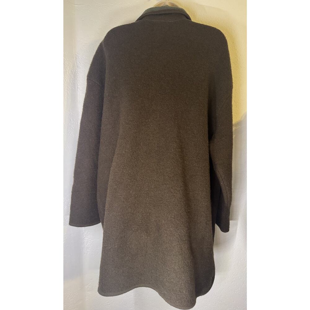 Vintage Woolrich Women’s XL Brown Long Zip Coat Olive Collar Cottagecore - Picture 5 of 11